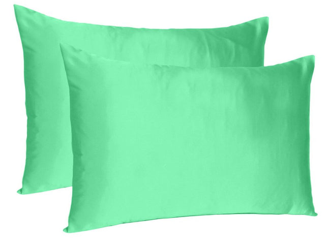 Green Dreamy Set Of 2 Silky Satin Standard Pillowcases