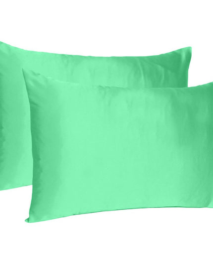 Green Dreamy Set Of 2 Silky Satin Standard Pillowcases