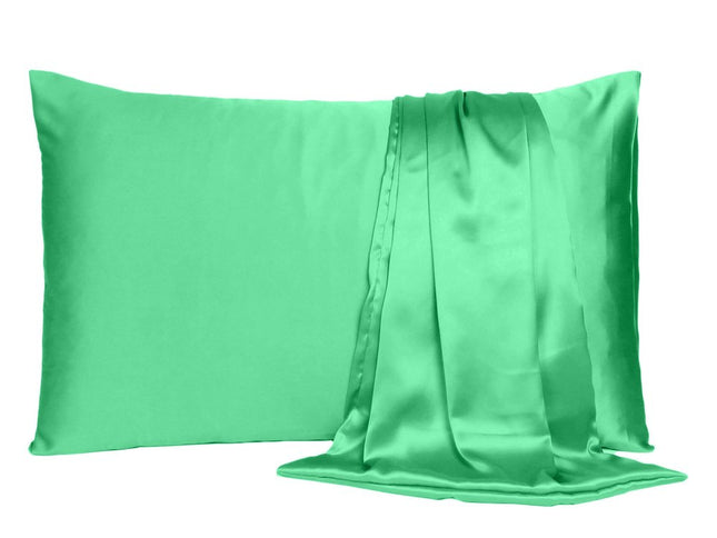 Green Dreamy Set Of 2 Silky Satin Standard Pillowcases