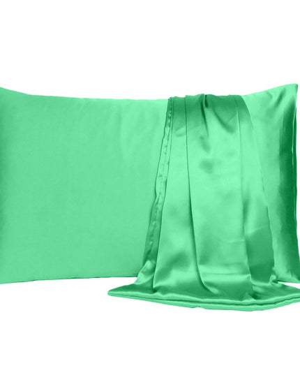 Green Dreamy Set Of 2 Silky Satin Standard Pillowcases