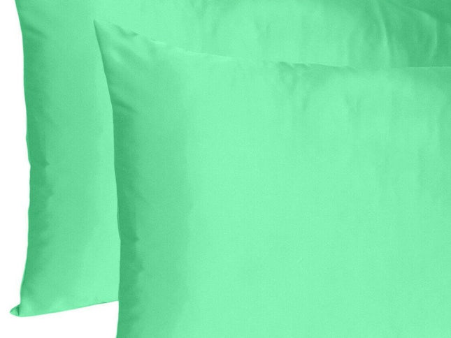 Green Dreamy Set Of 2 Silky Satin Standard Pillowcases