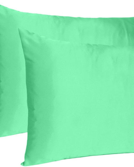 Green Dreamy Set Of 2 Silky Satin Standard Pillowcases