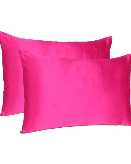 Fuchsia Dreamy Set Of 2 Silky Satin Standard Pillowcases