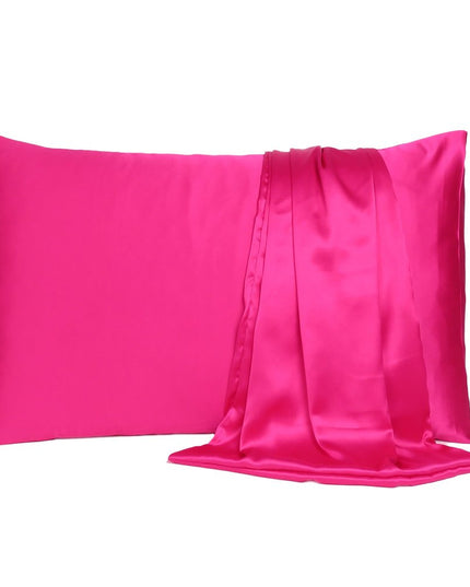 Fuchsia Dreamy Set Of 2 Silky Satin Standard Pillowcases