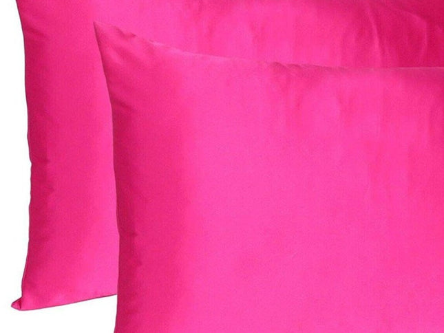 Fuchsia Dreamy Set Of 2 Silky Satin Standard Pillowcases