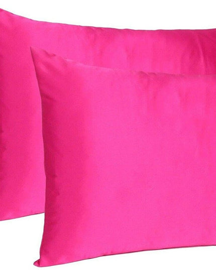 Fuchsia Dreamy Set Of 2 Silky Satin Standard Pillowcases