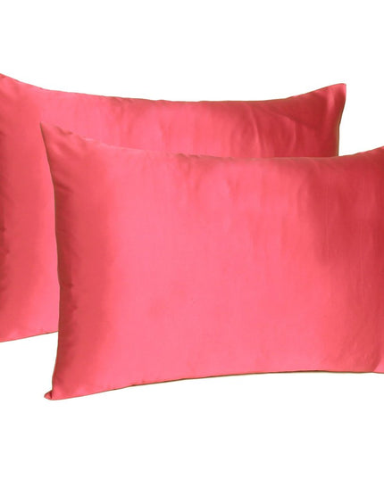 Two Piece Salmon Pink Dreamy Silky Satin Pillowcases