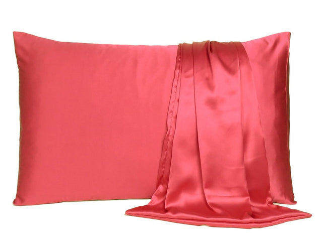 Two Piece Salmon Pink Dreamy Silky Satin Pillowcases
