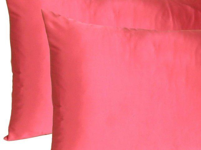 Two Piece Salmon Pink Dreamy Silky Satin Pillowcases