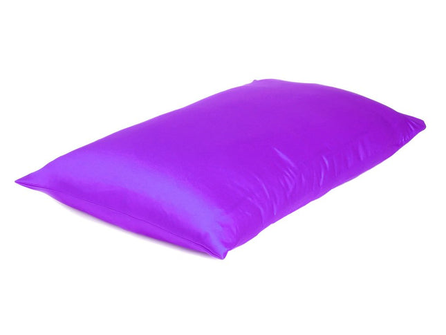 Bright Purple Dreamy Set Of 2 Silky Satin Standard Pillowcases