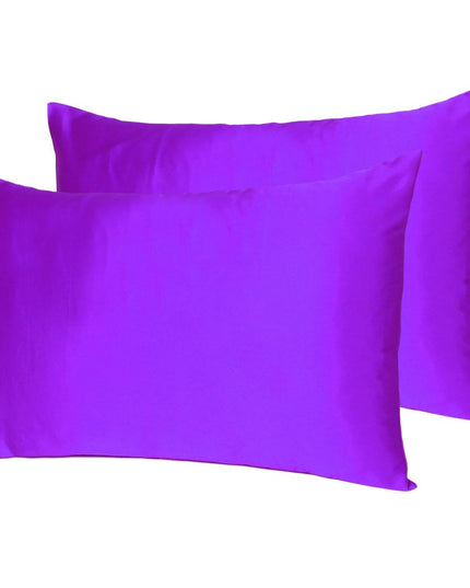 Bright Purple Dreamy Set Of 2 Silky Satin Standard Pillowcases