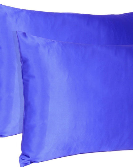 Royal Blue Dreamy Set Of 2 Silky Satin Standard Pillowcases