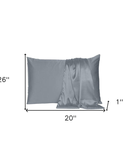 Set Of Two Dark Gray Dreamy Silk Satin Standard Pillowcases