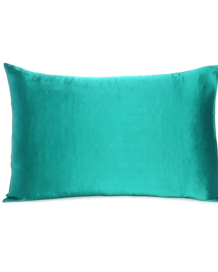 Teal Dreamy Set Of 2 Silky Satin Standard Pillowcases