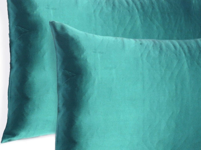 Teal Dreamy Set Of 2 Silky Satin Standard Pillowcases