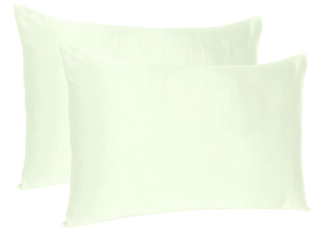 Ivory Dreamy Set Of 2 Silky Satin Standard Pillowcases