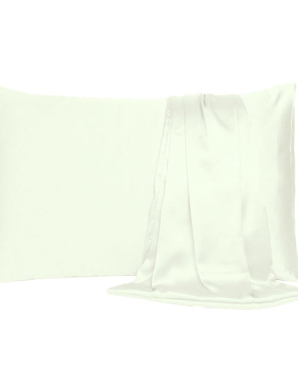 Ivory Dreamy Set Of 2 Silky Satin Standard Pillowcases