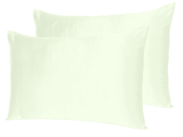 Ivory Dreamy Set Of 2 Silky Satin Standard Pillowcases