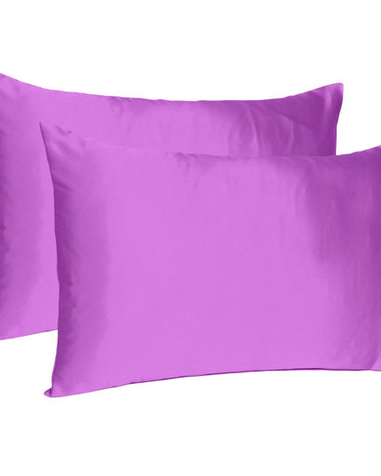 Purple Merlot Dreamy Set Of 2 Silky Satin Standard Pillowcases