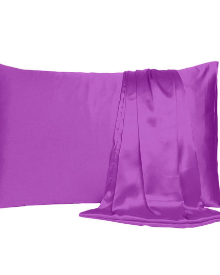Purple Merlot Dreamy Set Of 2 Silky Satin Standard Pillowcases