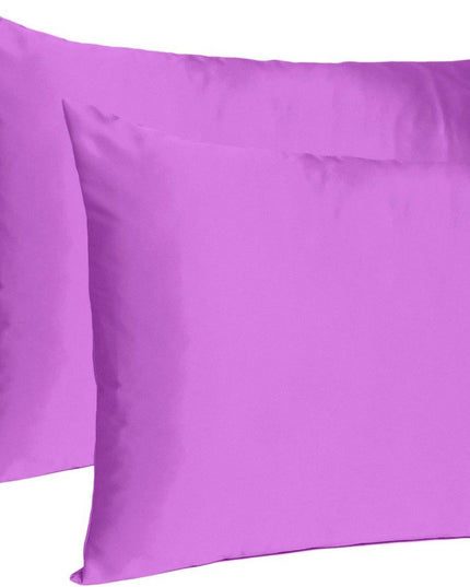 Purple Merlot Dreamy Set Of 2 Silky Satin Standard Pillowcases