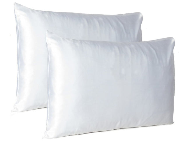 White Dreamy Set Of 2 Silky Satin Standard Pillowcases