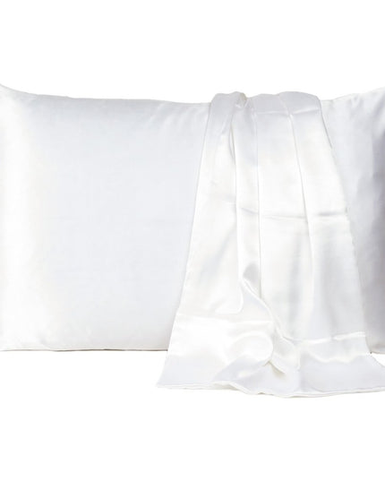 White Dreamy Set Of 2 Silky Satin Standard Pillowcases