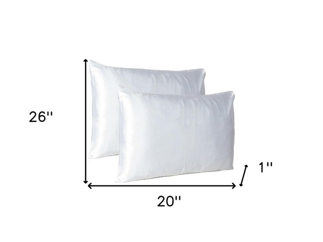 White Dreamy Set Of 2 Silky Satin Standard Pillowcases