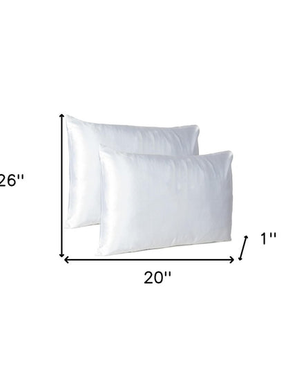 White Dreamy Set Of 2 Silky Satin Standard Pillowcases