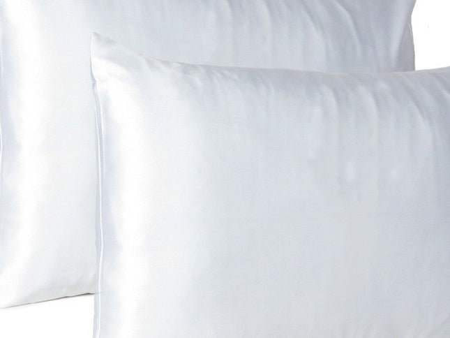 White Dreamy Set Of 2 Silky Satin Standard Pillowcases