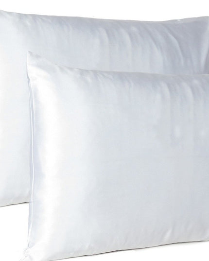 White Dreamy Set Of 2 Silky Satin Standard Pillowcases