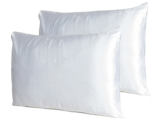 White Dreamy Set Of 2 Silky Satin Standard Pillowcases