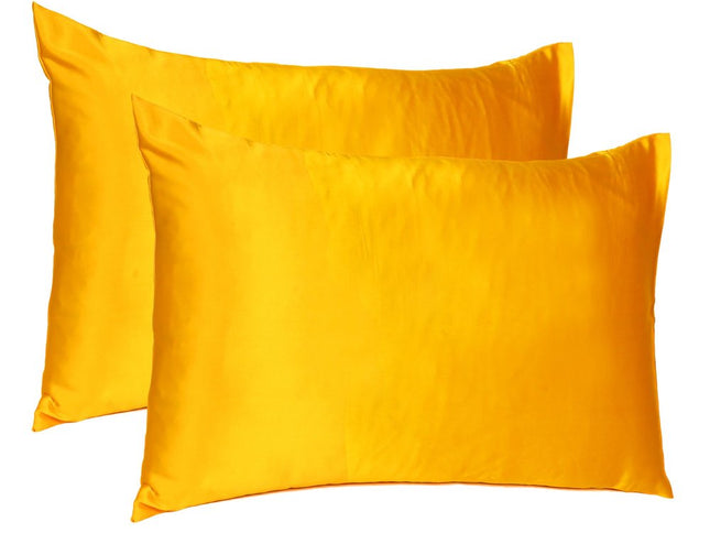 Goldenrod Dreamy Set Of 2 Silky Satin Standard Pillowcases