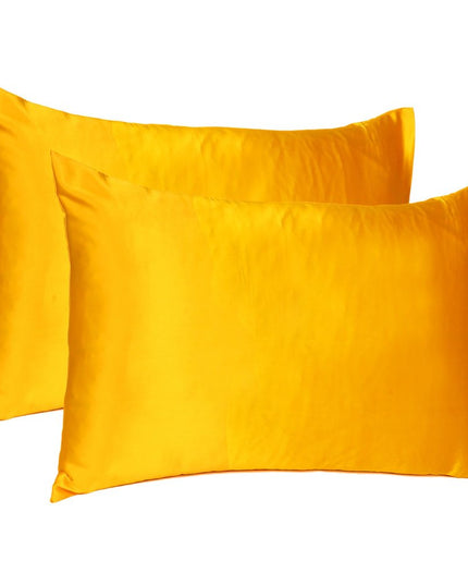 Goldenrod Dreamy Set Of 2 Silky Satin Standard Pillowcases