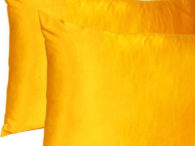 Goldenrod Dreamy Set Of 2 Silky Satin Standard Pillowcases