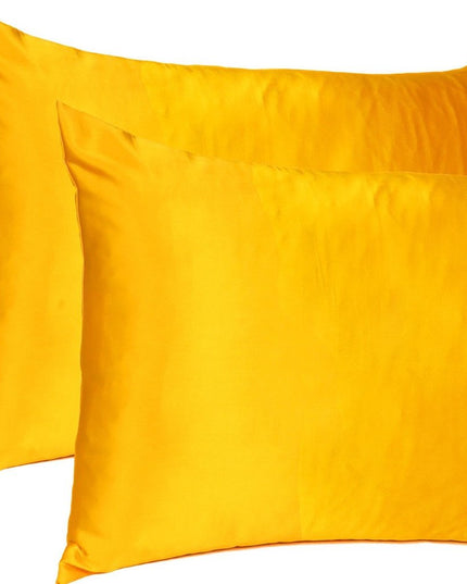 Goldenrod Dreamy Set Of 2 Silky Satin Standard Pillowcases