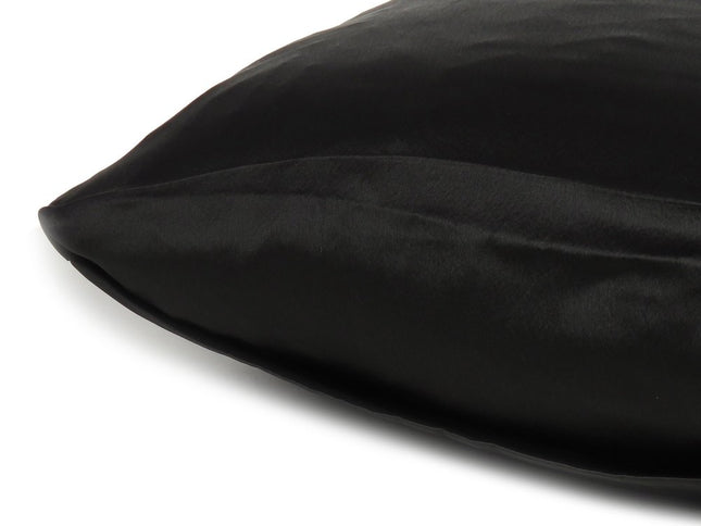 Black Dreamy Set Of 2 Silky Satin Queen Pillowcases