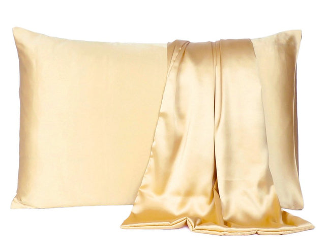 Pale Yellow Dreamy Set Of 2 Silky Satin Queen Pillowcases