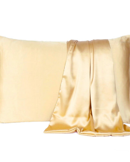Pale Yellow Dreamy Set Of 2 Silky Satin Queen Pillowcases