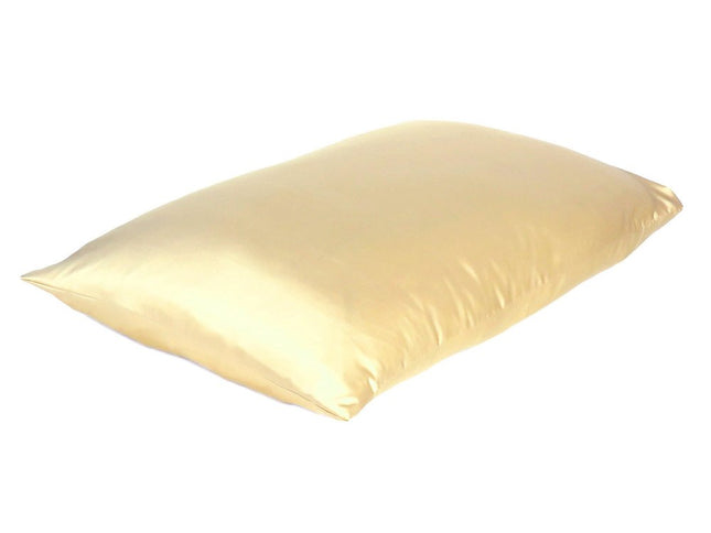 Pale Yellow Dreamy Set Of 2 Silky Satin Queen Pillowcases