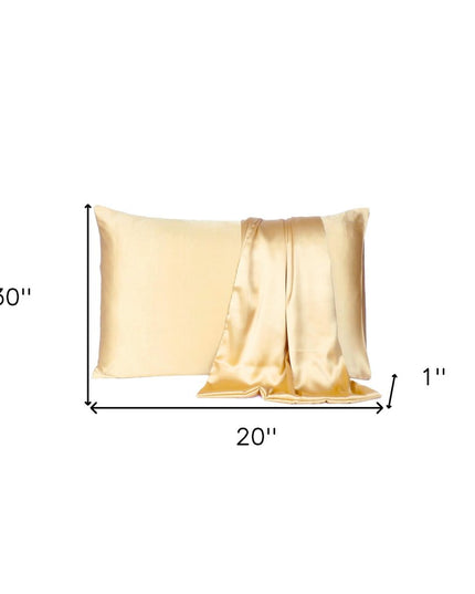 Pale Yellow Dreamy Set Of 2 Silky Satin Queen Pillowcases