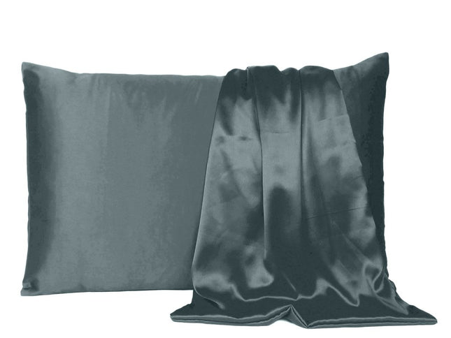 Gray Dreamy Set Of 2 Silky Satin Queen Pillowcases