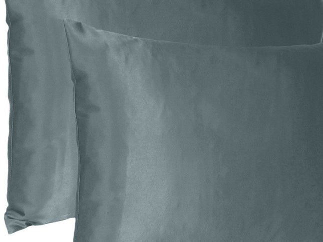 Gray Dreamy Set Of 2 Silky Satin Queen Pillowcases