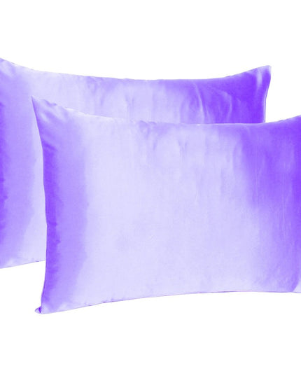 Purple Dreamy Set Of 2 Silky Satin Queen Pillowcases