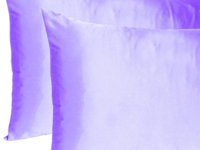 Purple Dreamy Set Of 2 Silky Satin Queen Pillowcases