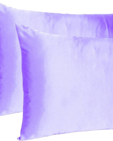 Purple Dreamy Set Of 2 Silky Satin Queen Pillowcases