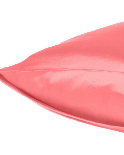 Coral Dreamy Set Of 2 Silky Satin Queen Pillowcases