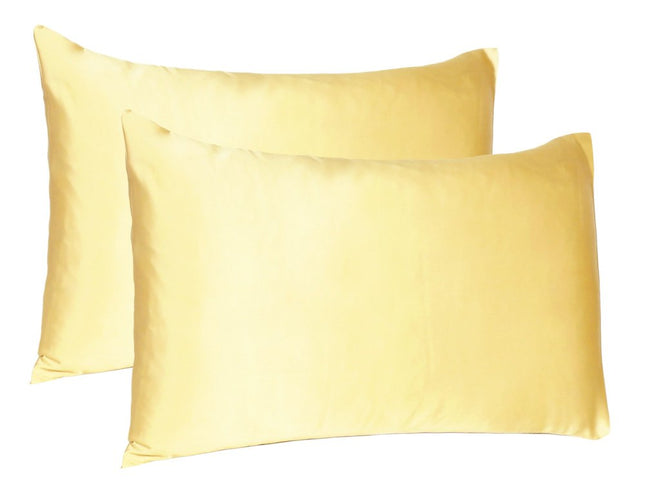 Gold Dreamy Set Of 2 Silky Satin Queen Pillowcases