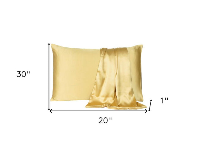 Gold Dreamy Set Of 2 Silky Satin Queen Pillowcases