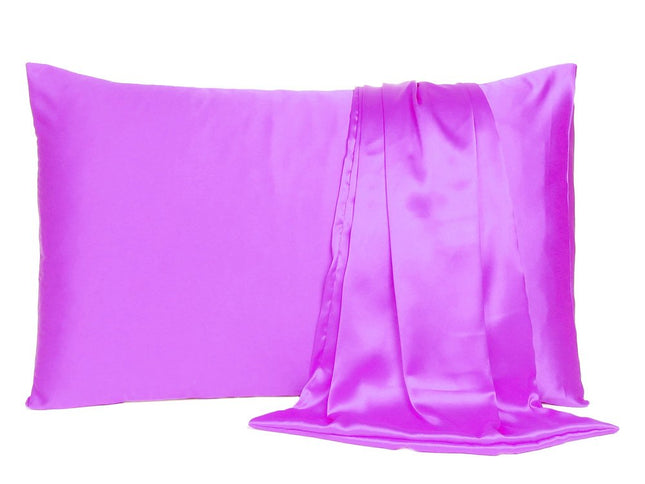 Violet Dreamy Set Of 2 Silky Satin Queen Pillowcases